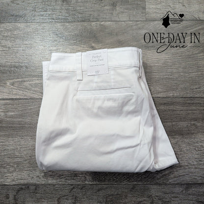 Talbots Perfect Crop Pants White Slim Leg Stretch NWT Size 12P