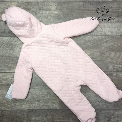 Carters Baby Girls Quilted Hooded Pram One Piece Pink Sherpa Lined NWT Size 6M