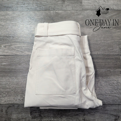 Banana Republic Petite Belted Cargo Pants Ivory White Utility NWT Size 4P