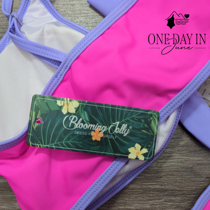 Blooming Jelly Knot Front High Waist Bikini Swimsuit Size XL