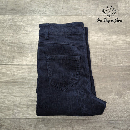 Forever 21 Slim Leg Corduroy Pants Navy Blue Five Pocket Size S