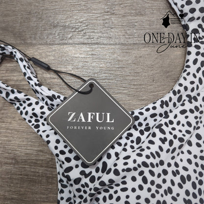 Zaful Dalmation Crop High Waist Bikini Swimsuit Size M