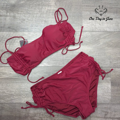 Shekini Drawstring Tube Top Bikini Swimsuit Size XL