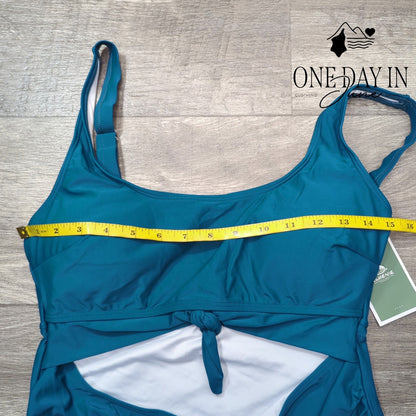 Eomenie Cutout Tie Front Ruched Tummy Control One Piece Swimsuit NWT Size XL