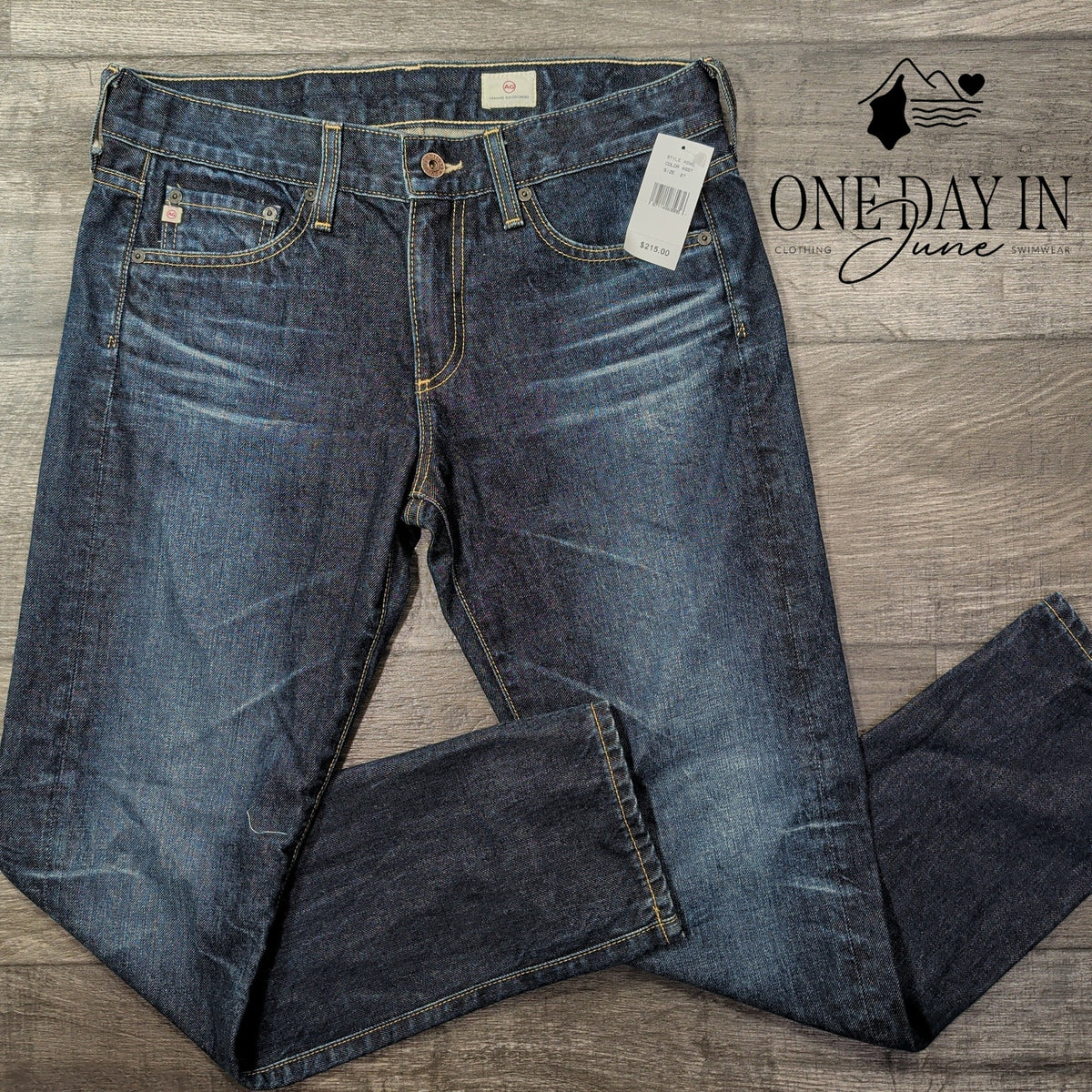 AG Adriano Goldschmied Straight Leg Jeans Dark Wash Blue NWT Size 4 (27)