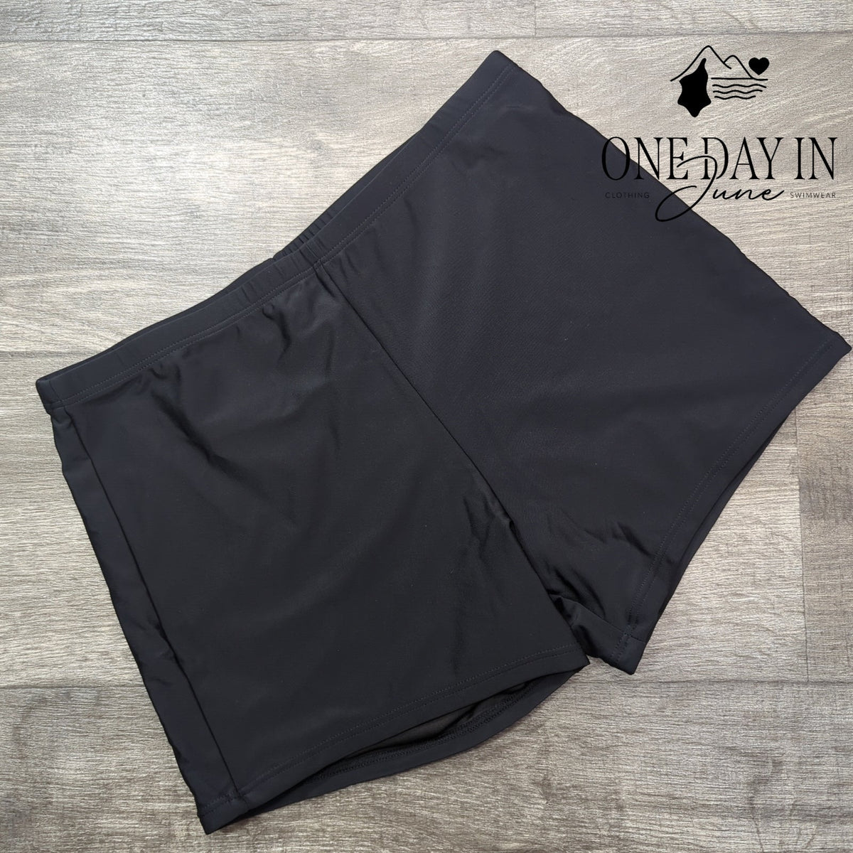 Yonique Boyshort Bikini Bottom Black High Waist Swim Shorts NWT Size L