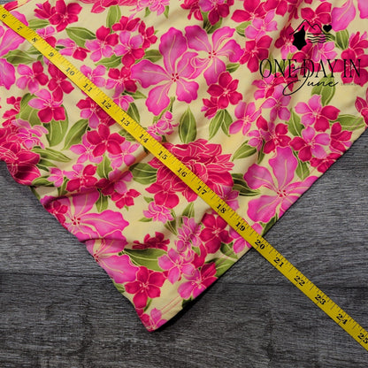 L.L. Bean Floral Tankini Swim Top Pink Yellow Tropical High Neck NWT Size 18