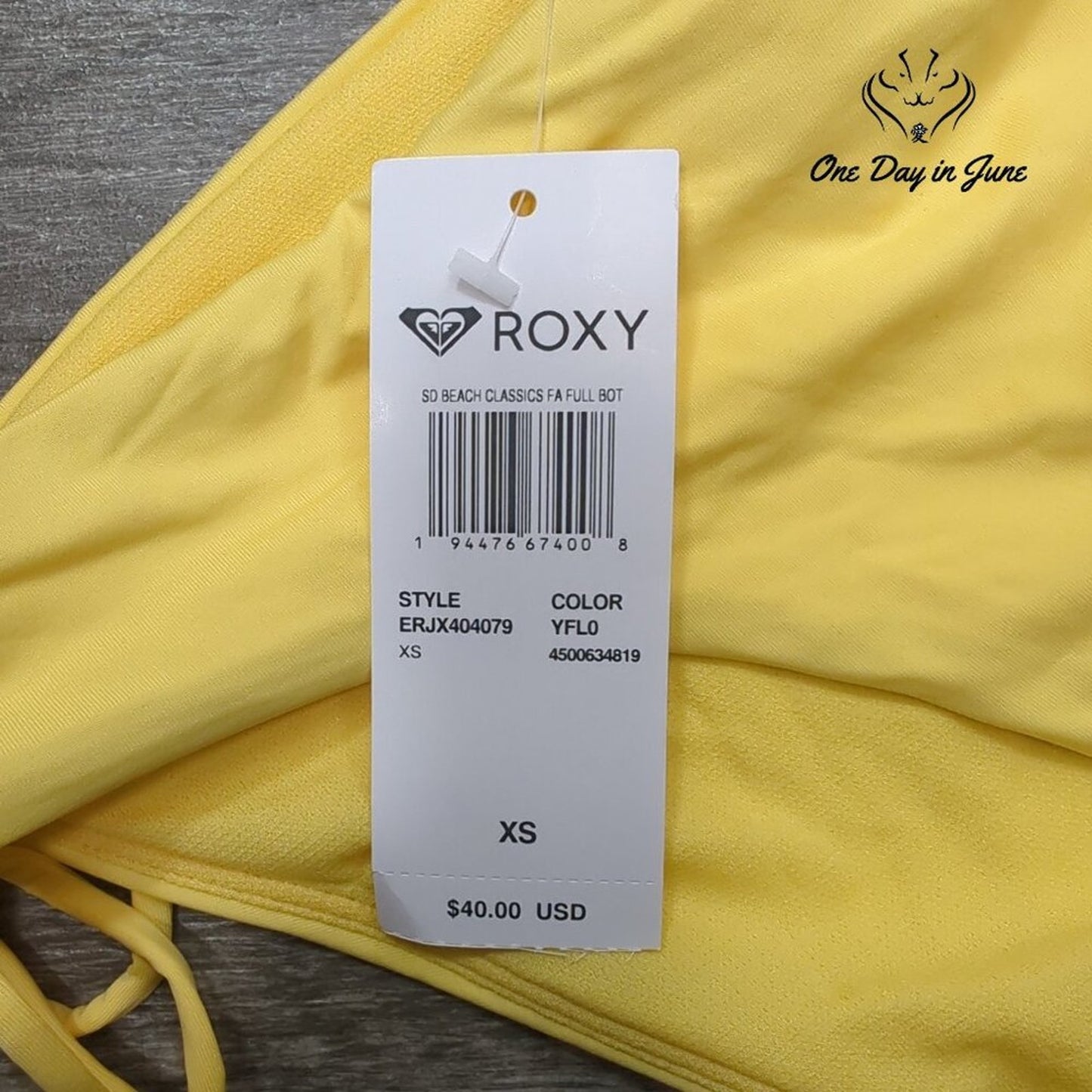 Roxy So Beach Classics Bikini Bottom Banana Cream Yellow Side Tie NWT Size XS