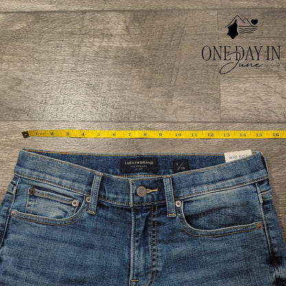 Lucky Brand Mid Rise Sweet Crop Jeans Blue Raw Hem NWT Size 6