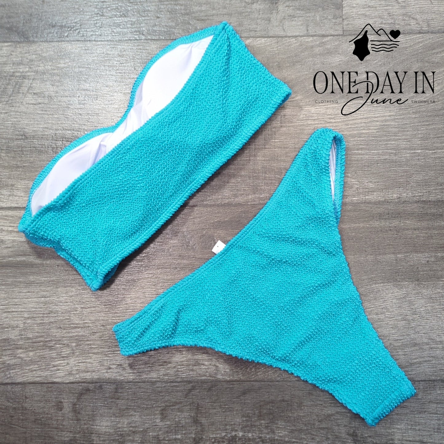 Aleumdr Textured Bandeau Bikini Swimsuit Size M