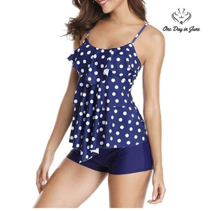 Holipick Flounce Printed Top with Boyshort Bikini Size M
