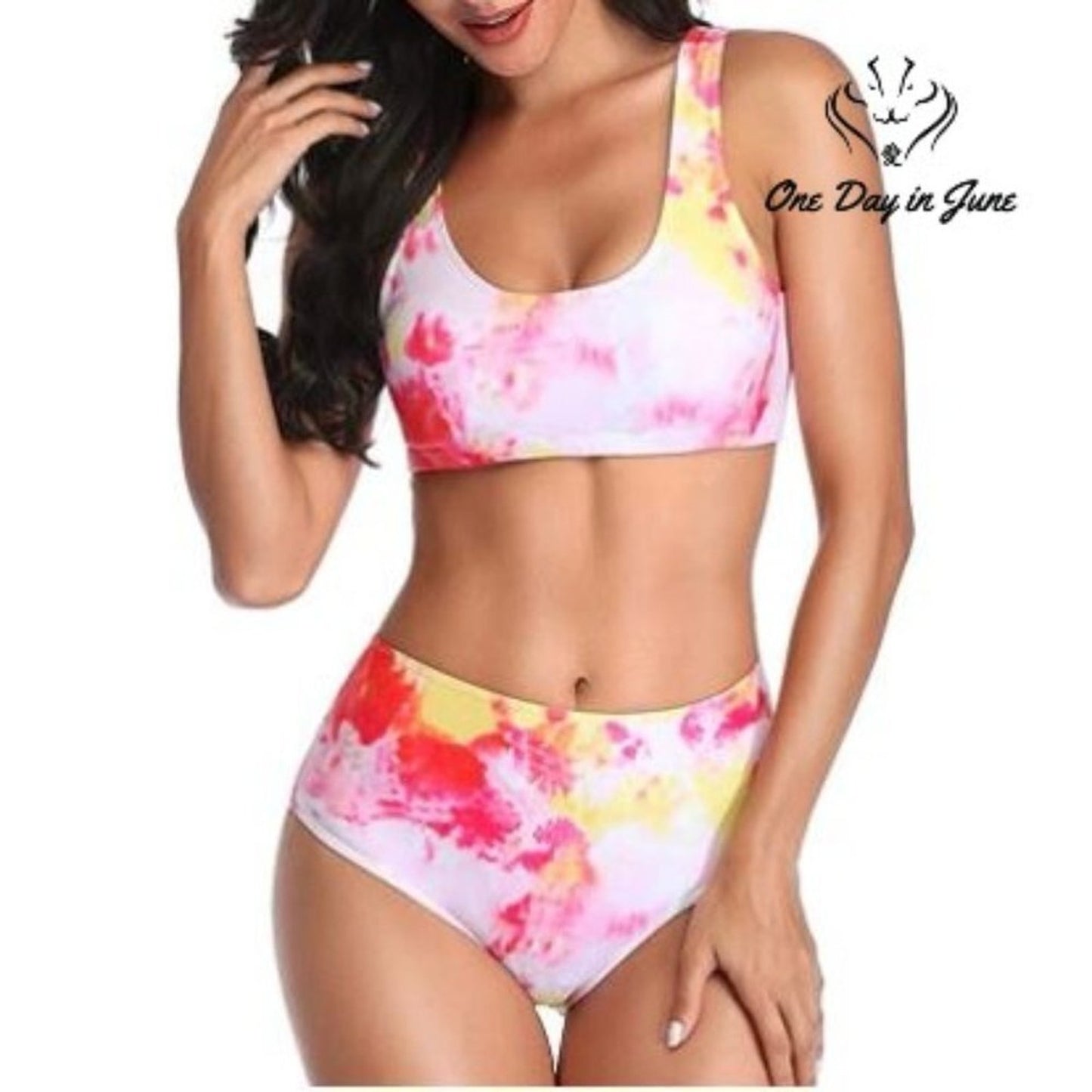 Besportable Crop Top High Waist Bikini Swimsuit Size S