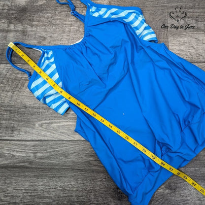 Dokotoo Striped Double Up Tankini Swimsuit Size M