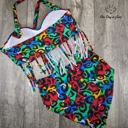 Amzbrly High Waist Cupped Tassel Strapless Bikini Swimsuit Size 3XL