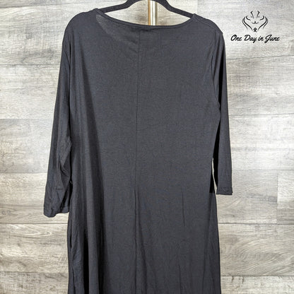 Missky Long Sleeve Pullover Pocket Loose Swing Dress Size 3XL