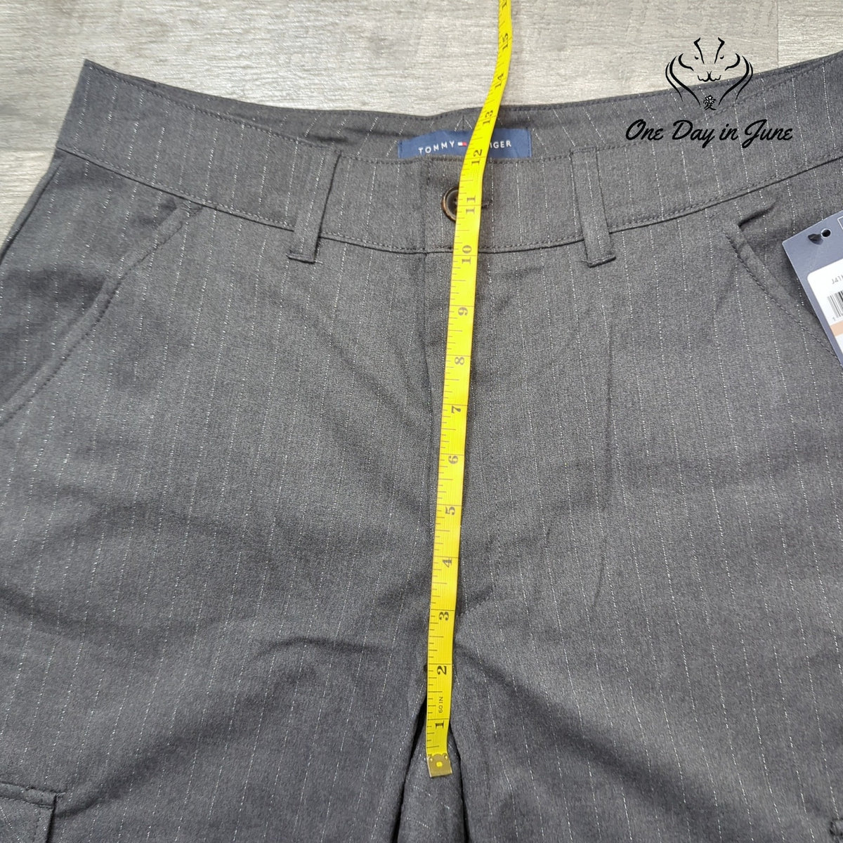 Tommy Hilfiger Metallic Pinstripe Wide Leg Cargo Pants Gray NWT Size 12
