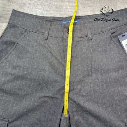 Tommy Hilfiger Metallic Pinstripe Wide Leg Cargo Pants Gray NWT Size 12