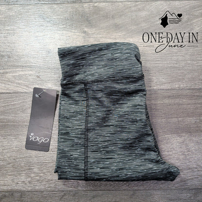 Vogo Athletica Moisture Wicking Space Dye Yoga Leggings Gray Black NWT Size M