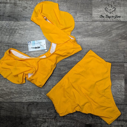 Mecfiino Ruffle High Waisted Bikini Size S