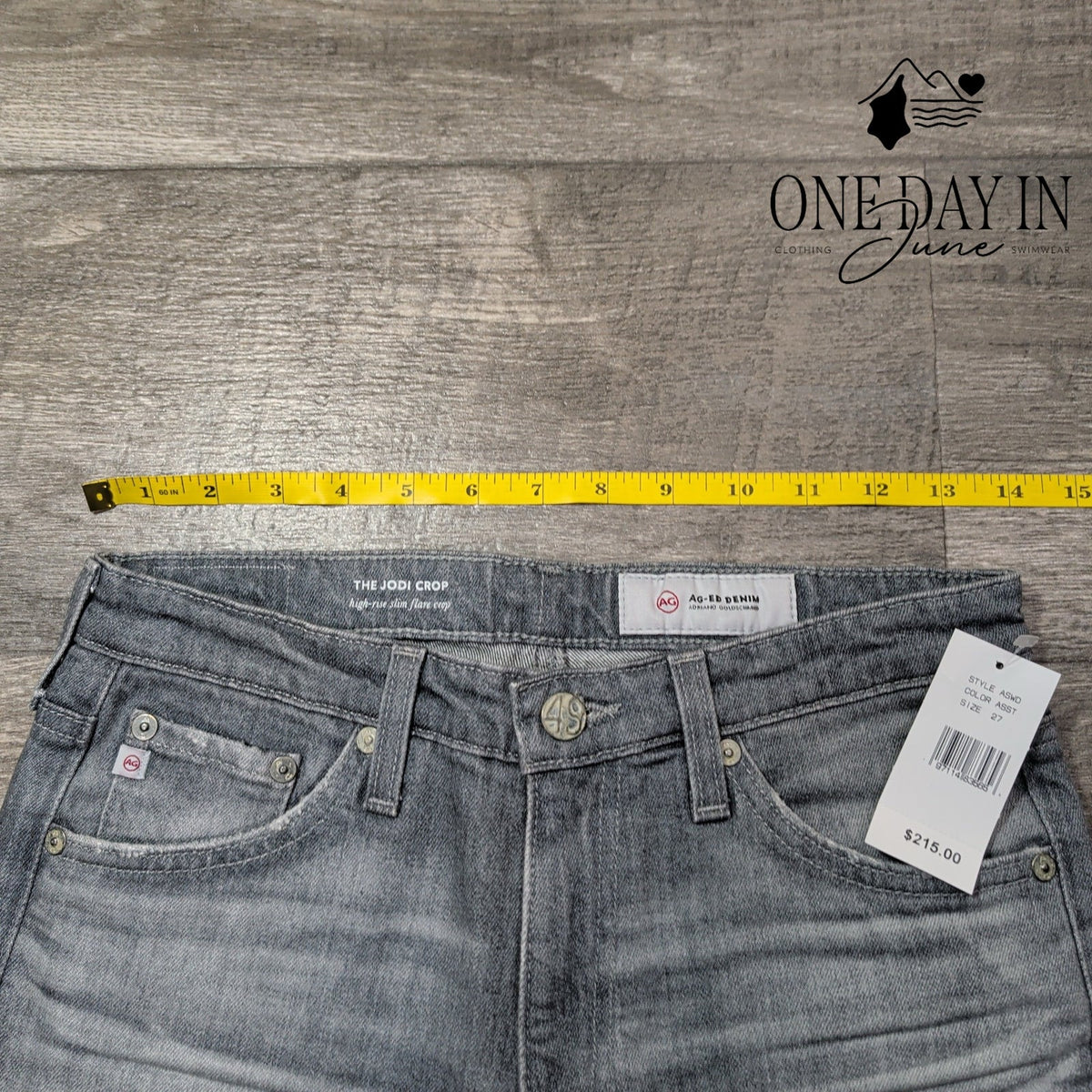 AG Adriano Goldschmied Jodi Crop High Rise Slim Flare Jeans Gray NWT Size 4 (27)