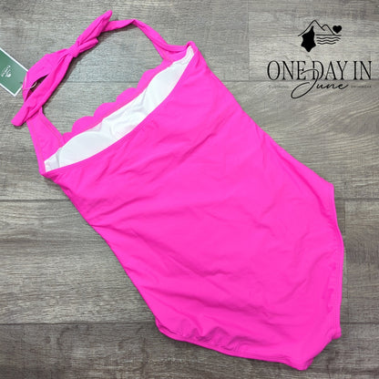 Eomenie Scallop Edge Tummy Control One Piece Swimsuiit Size M