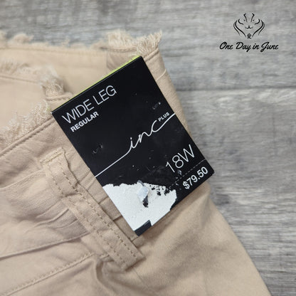 INC International Concepts Nomad II Wide Leg Linen Blend Beige NWT Size 18W