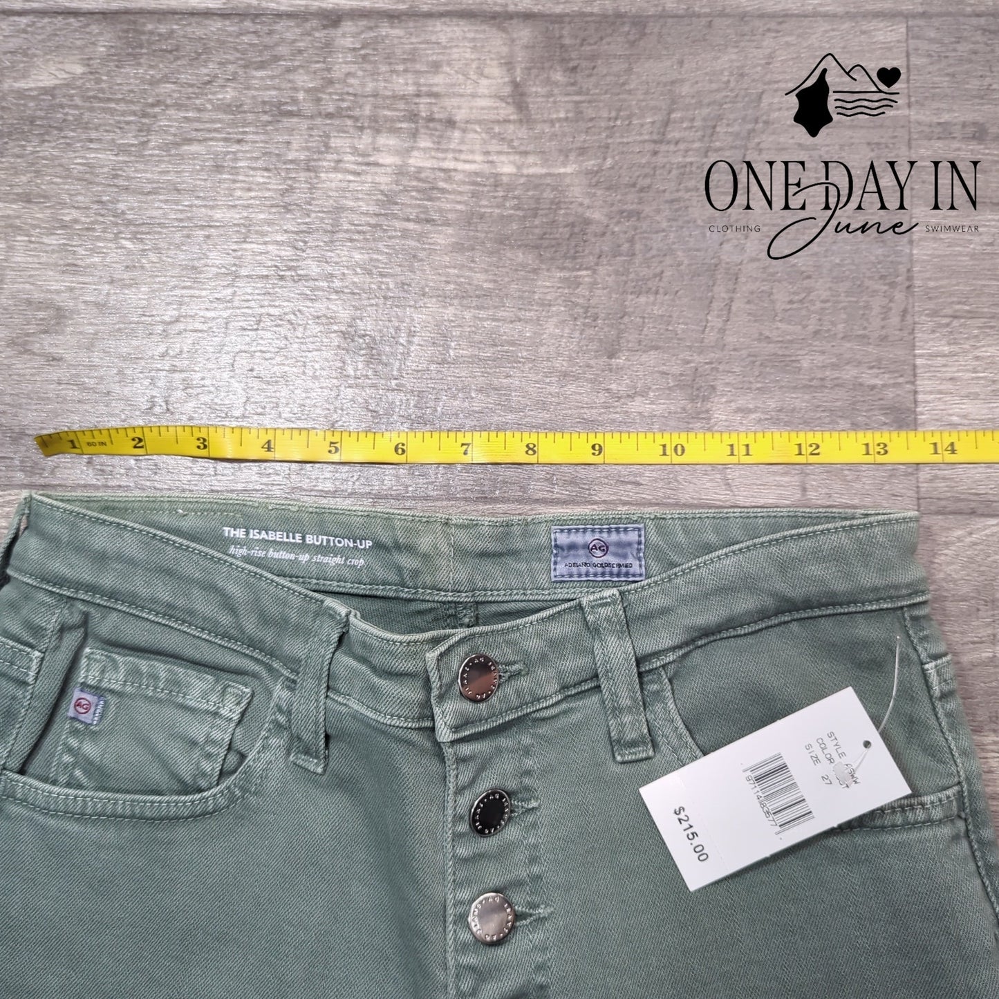 AG Adriano Goldschmied The Isabelle Button Up High Rise Crop Jeans Size 27 (4)