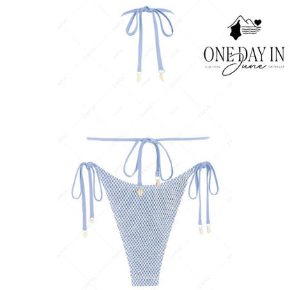 Zaful High Cut Tie Side Tie Back Bikini Swimsuit Size S