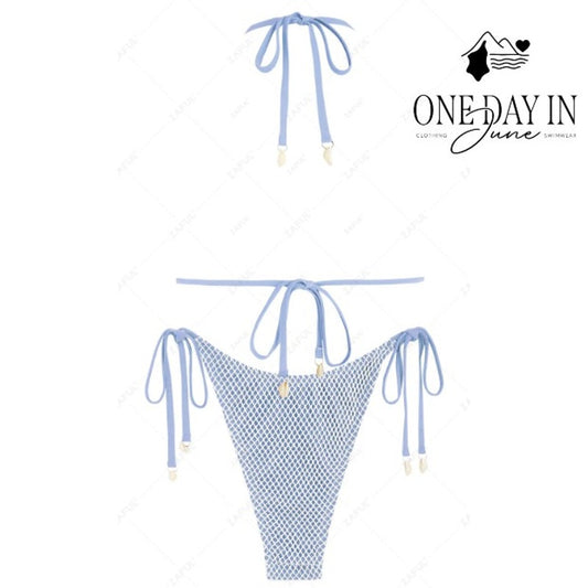 Zaful High Cut Tie Side Tie Back Bikini Swimsuit Size S