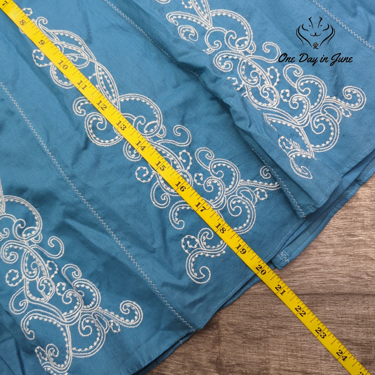 Ann Taylor Petites Embroidered A Line Mini Skirt Blue White Cotton Size 2P