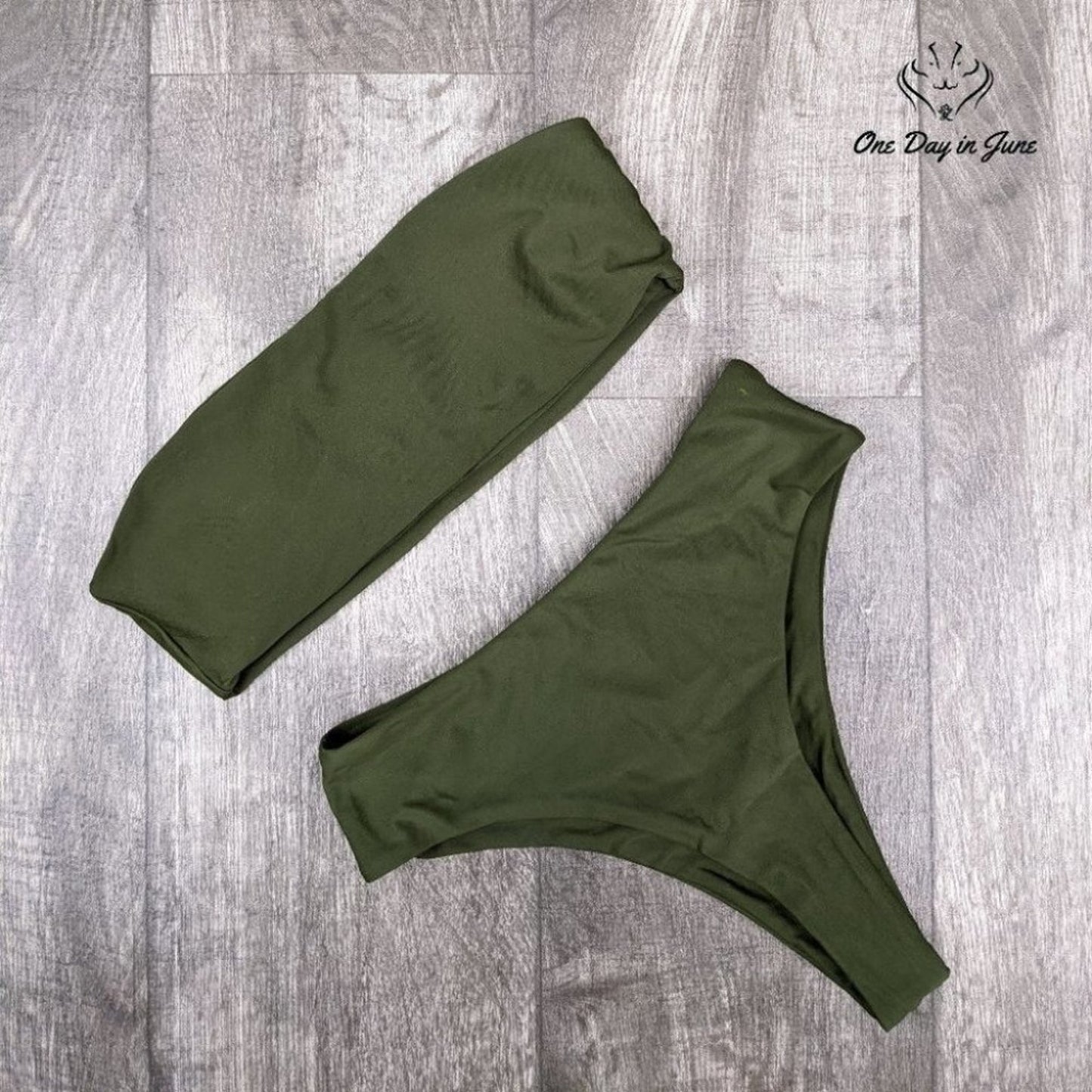 Pink Queen High Waist Bandeau Bikini Swimsuit Size L