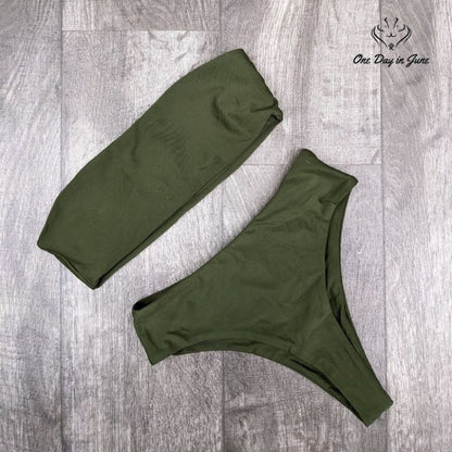 Pink Queen High Waist Bandeau Bikini Swimsuit Size L