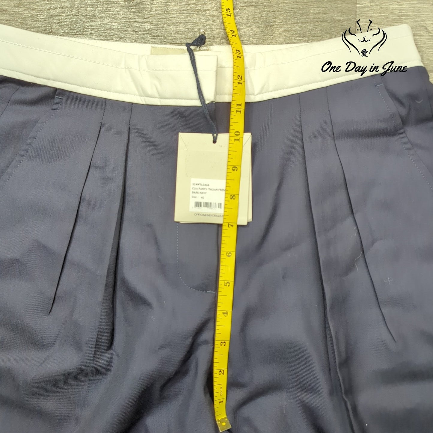 Officine Generale Elia Italian Fresco Wool Wide Leg Pants Navy NWT Size 40 (12)