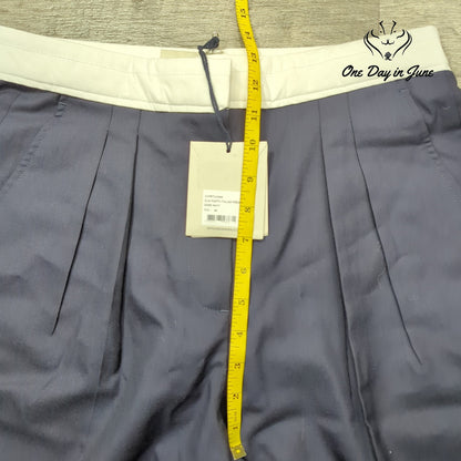 Officine Generale Elia Italian Fresco Wool Wide Leg Pants Navy NWT Size 40 (12)