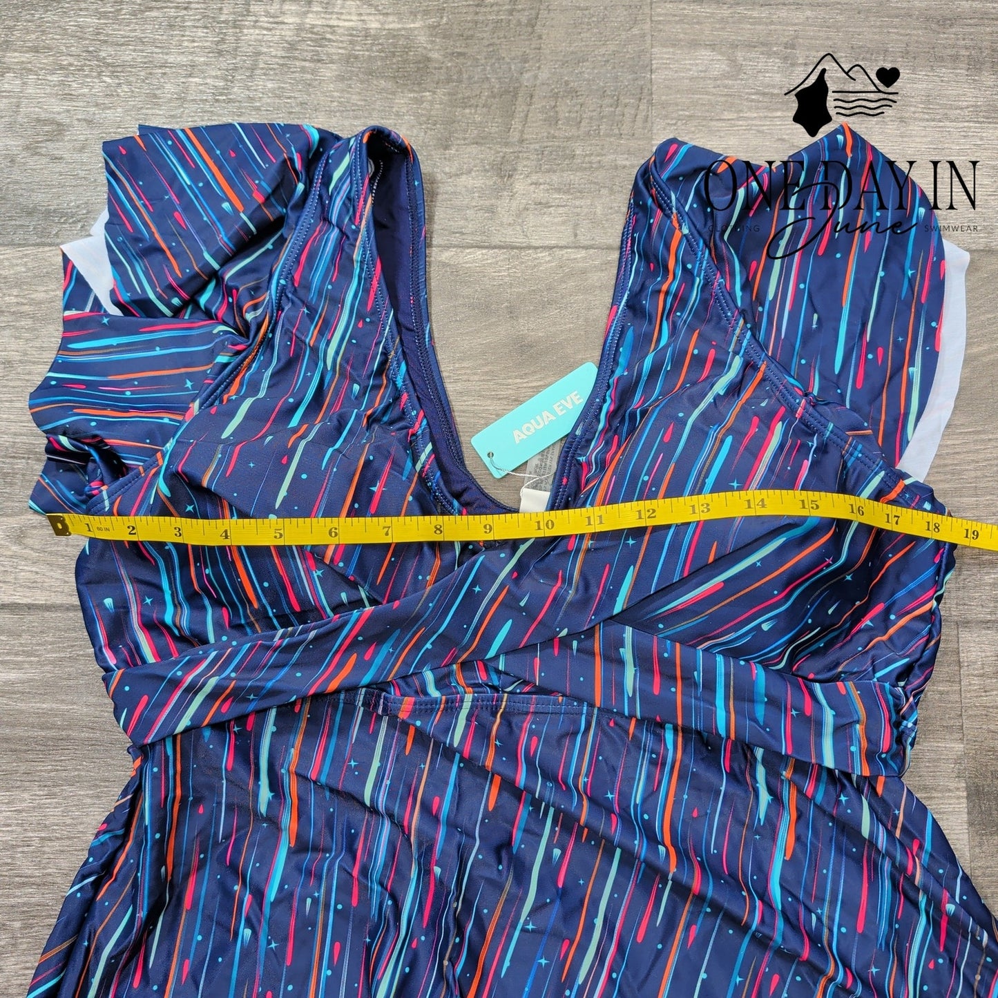 Aqua Eve Ruffle Shoulder Twist Front Tankini Top Size XXL