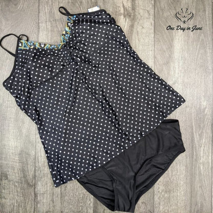 Sociala Polka Dot Tankini Swimsuit Size XL