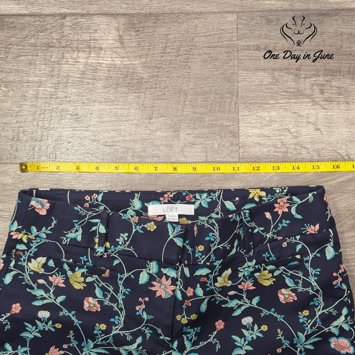 Loft Petite Marisa Riviera Cropped Pants Navy Floral Size 6P