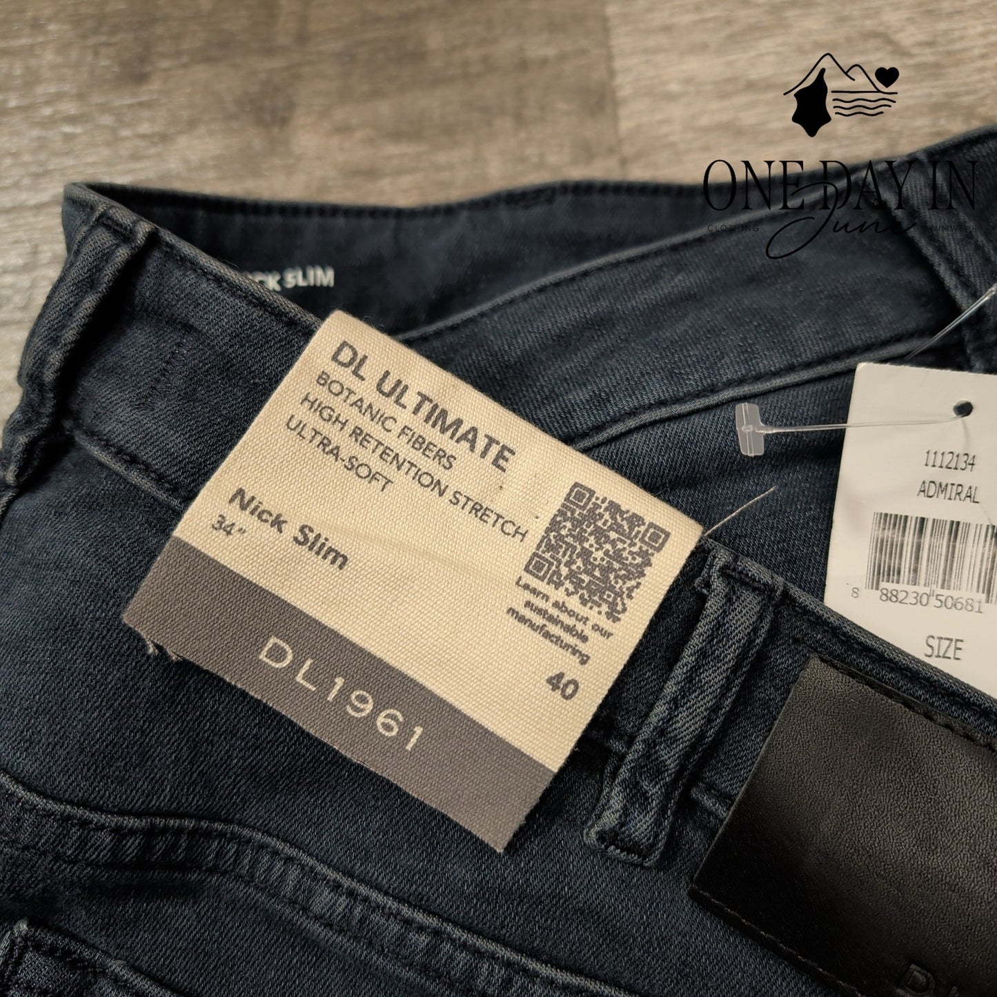DL1961 Nick Slim Jeans Admiral Dark Wash DL Ultimate Stretch NWT Size 40X34