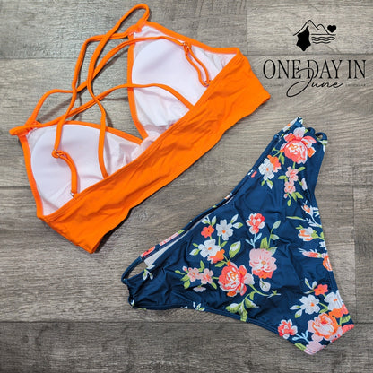Aleumdr Floral Bikini Swimsuit Size L