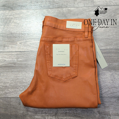 Hudson Barbara High Rise Baby Boot Coated Jeans Caramel Cafe NWT Size 16 (33)
