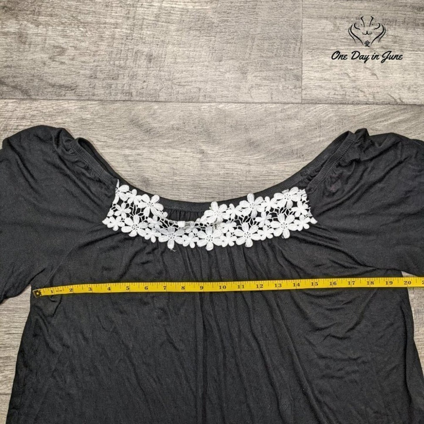 Celeste Short Sleeve Lace Accent Top Size L