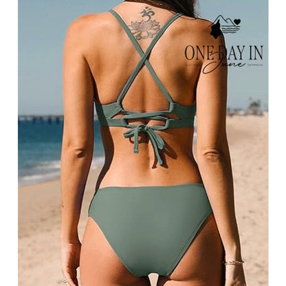 Cupshe Tie Back Triangle Bikini Swimsuit Size S