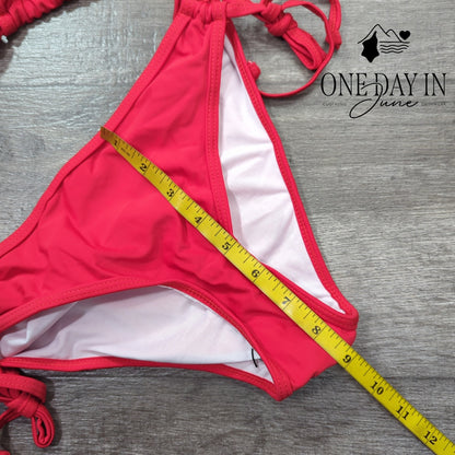 CharmLeaks Halter Adjustable Triangle Ruched Bikini Swimsuit Size S