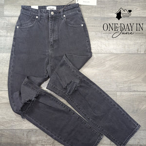 Rolla's Erin Dusters High Rise Slim Distressed Jeans Black NWT Size 2 (26)