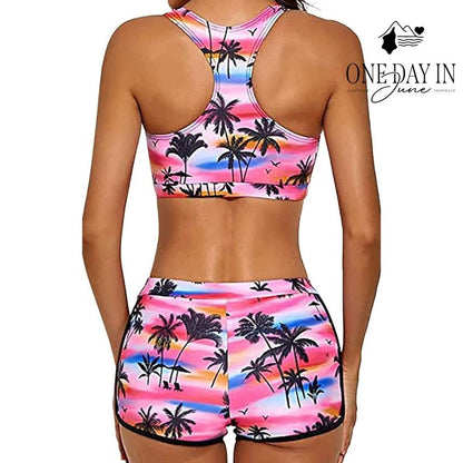 Yonique Plus Size Crop Top Boy Short 3 Piece Bikini Swimsuit Size 18W