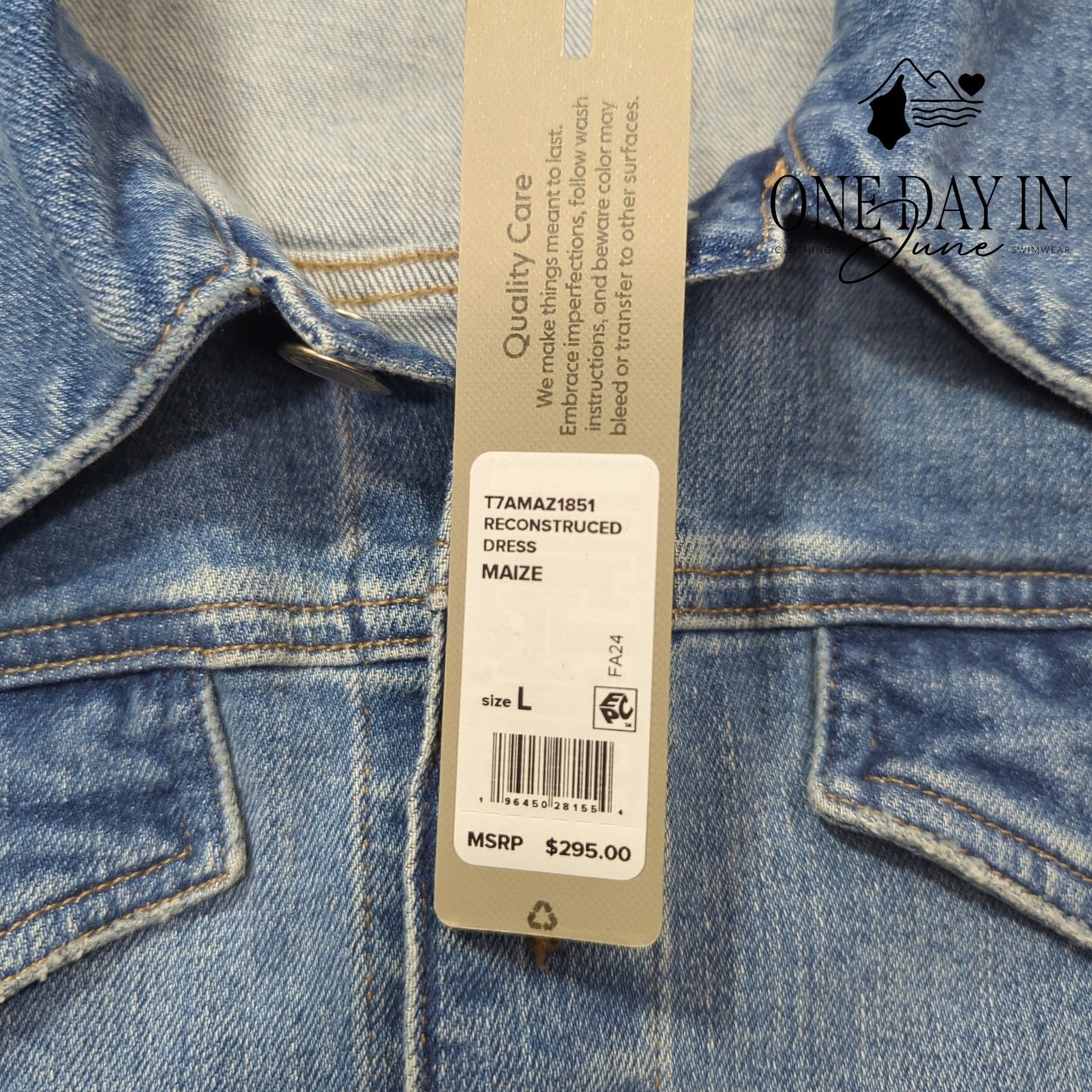 Hudson Reconstructed Maize Long Sleeve Denim Dress Size L