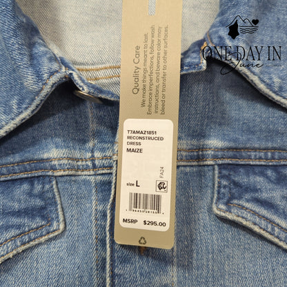 Hudson Reconstructed Denim Cargo Dress Maize Blue NWT $295 Size L