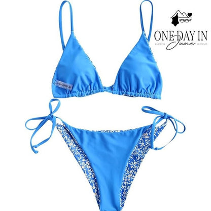 Zaful Floral Triangle Tie Side Bikini Size M
