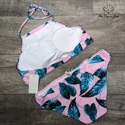 Ekouaer High Neck Halter Bikini Swimsuit Size XL