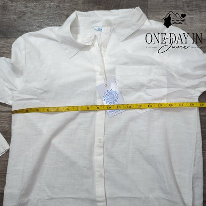 Blue Island Long Sleeve Button Front Coverup Size S